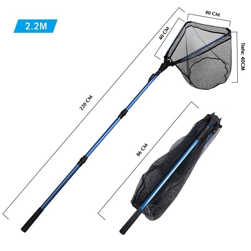 Teleskop-Kescher mit gummiertem Netz - fishing-point